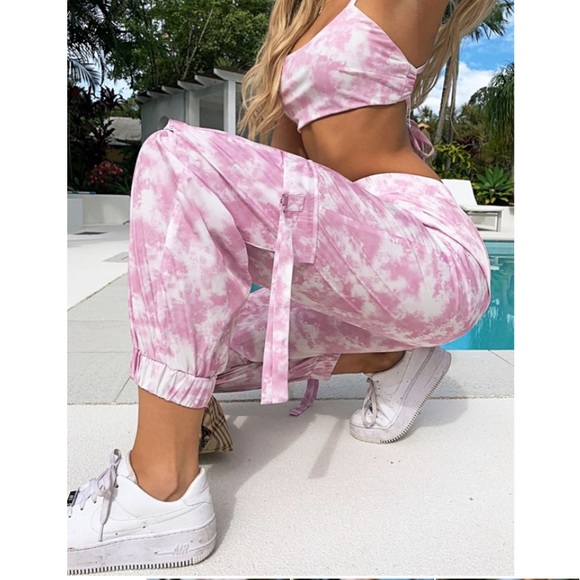 Pink tie dye cargo pants - Picture 3 of 4